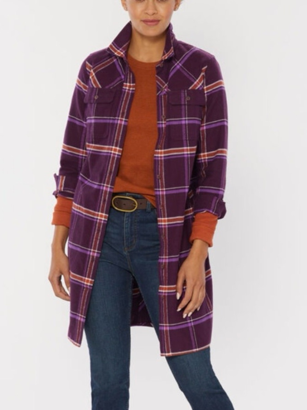 Duluth Trading Folklore Flannel Duster Long Sleeve Plaid